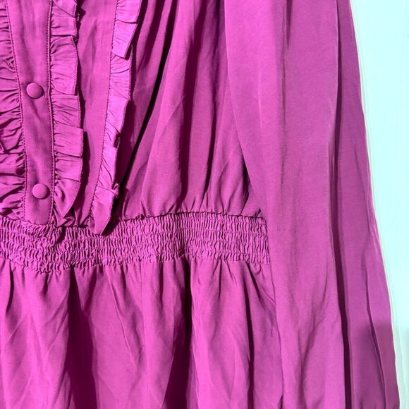 Bloomchic Mini A Line Dress Pink Balloon Sleeve  Elastic Waist V Neck 22-24 - Picture 4 of 8